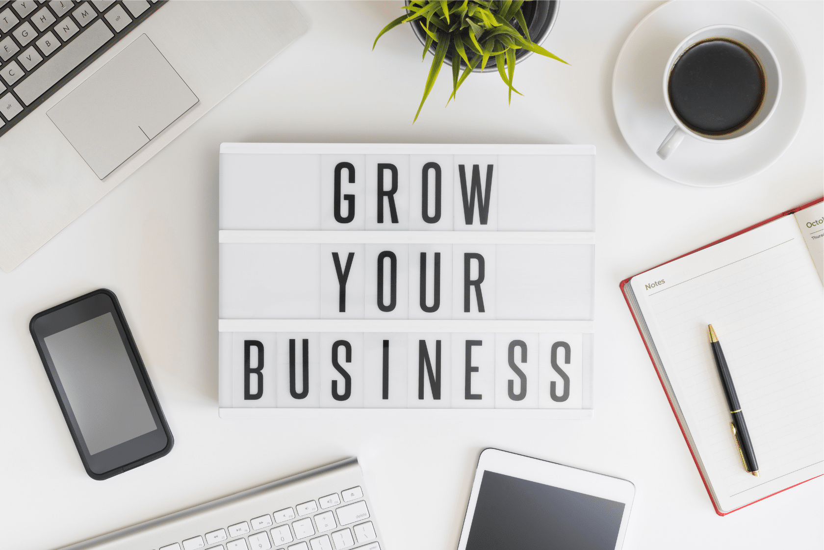 sign that says grow your business even with challenging credit